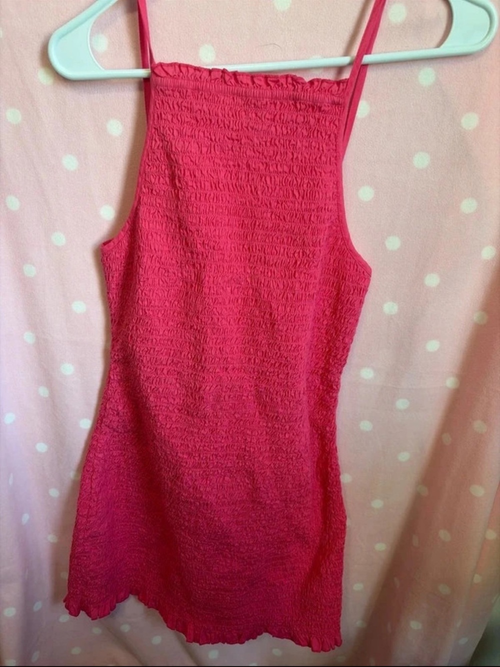 Free People Hot Pink Smocked Spaghetti-Strap Mini Dress